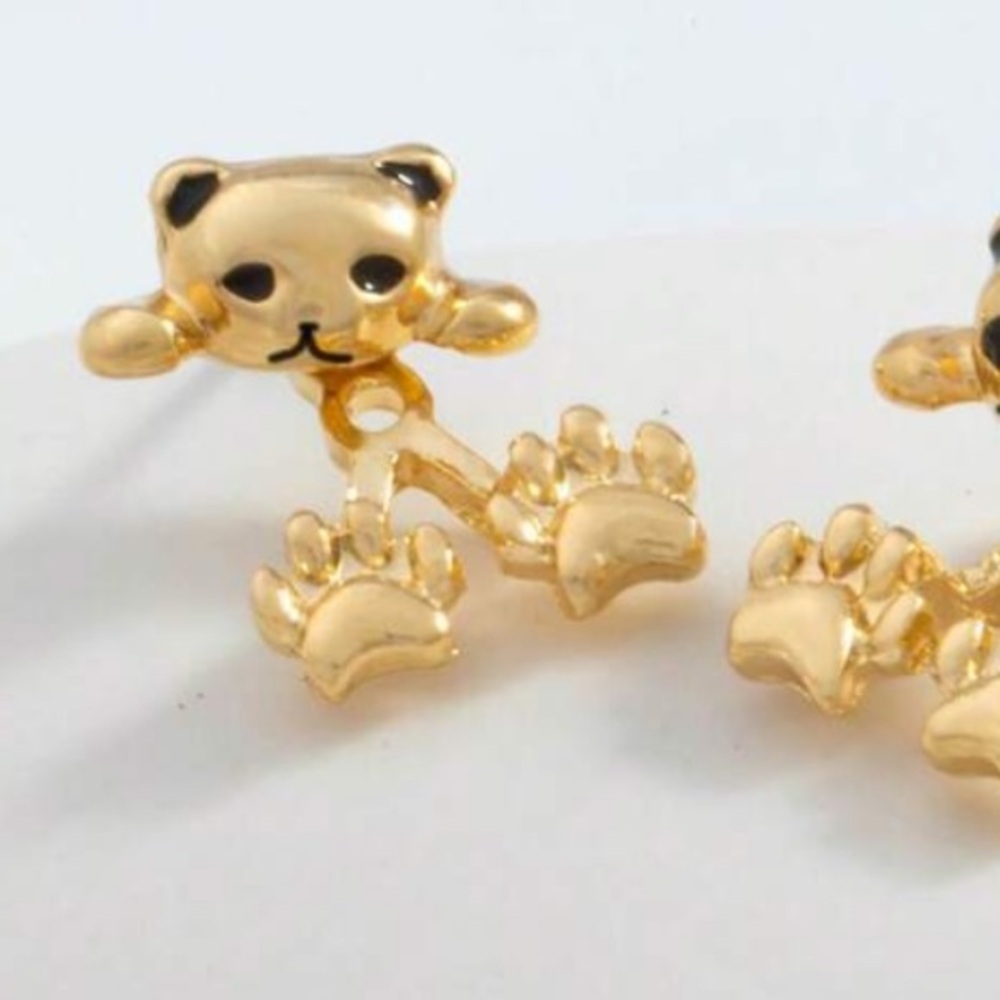Gold Peekaboo Cat Earrings - Picture 4 of 5